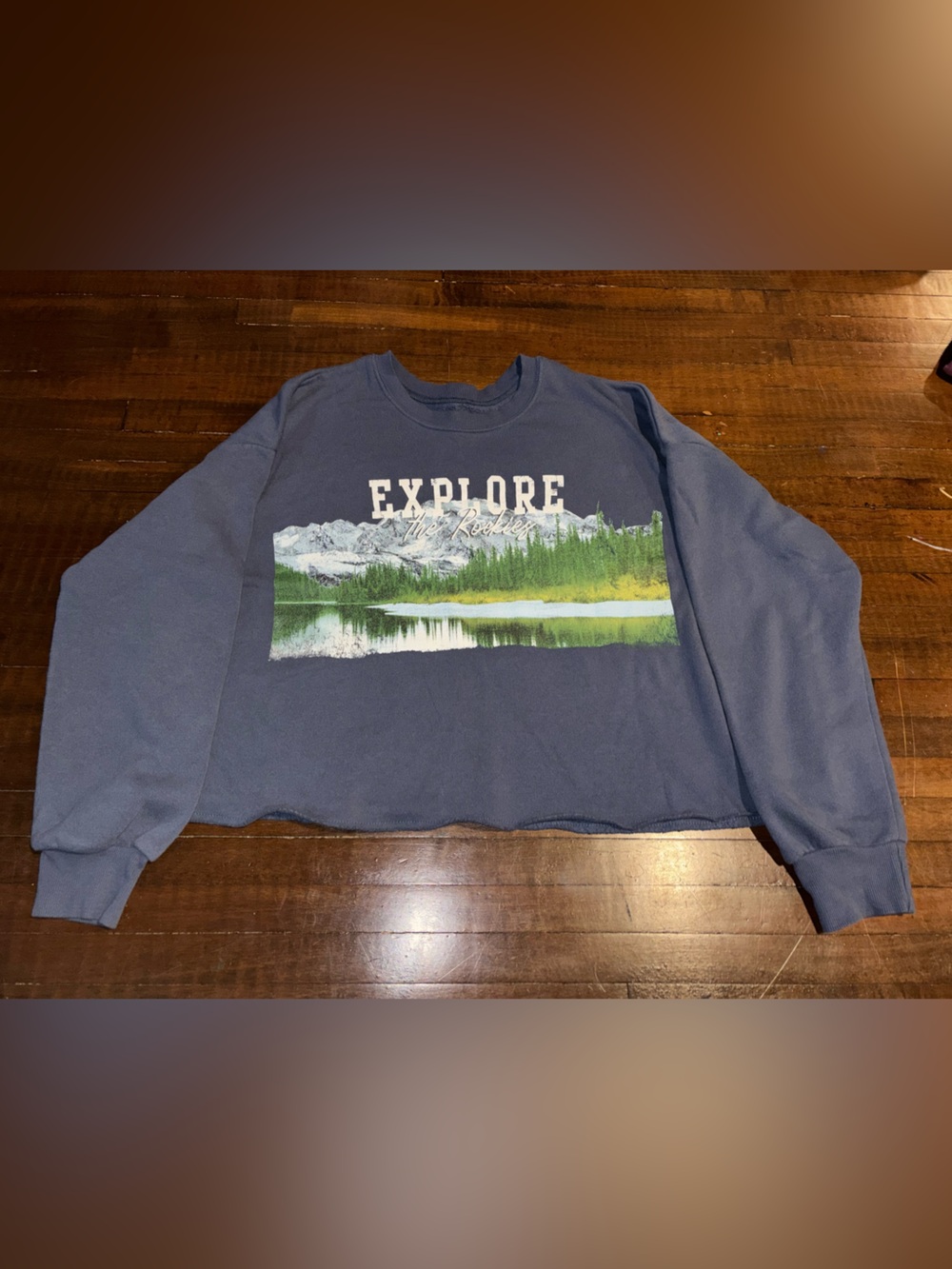 Explore The Rockies Cropped Crewneck Sweater - Blue